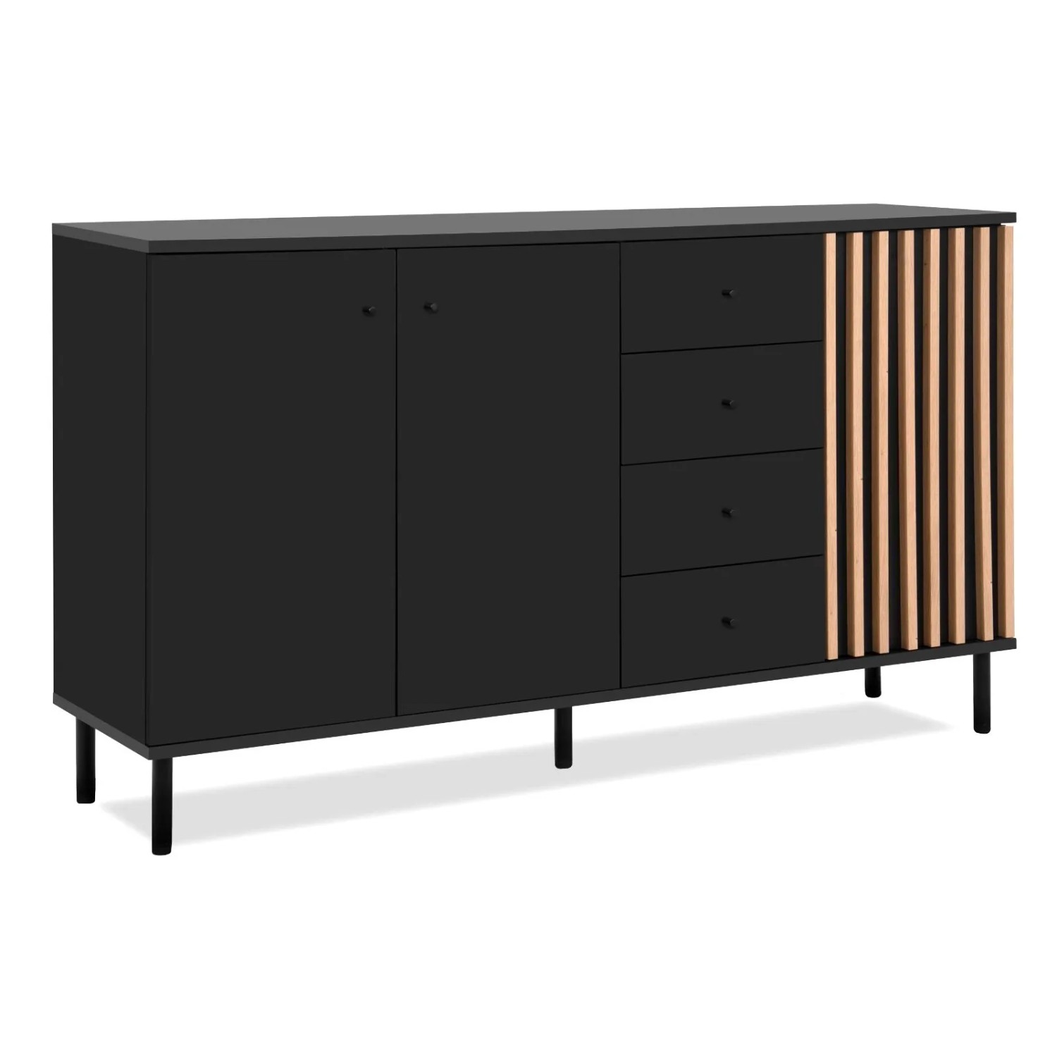Furn.Design Sideboard Schwarz Eiche 160 cm mit Viel Stauraum Biella