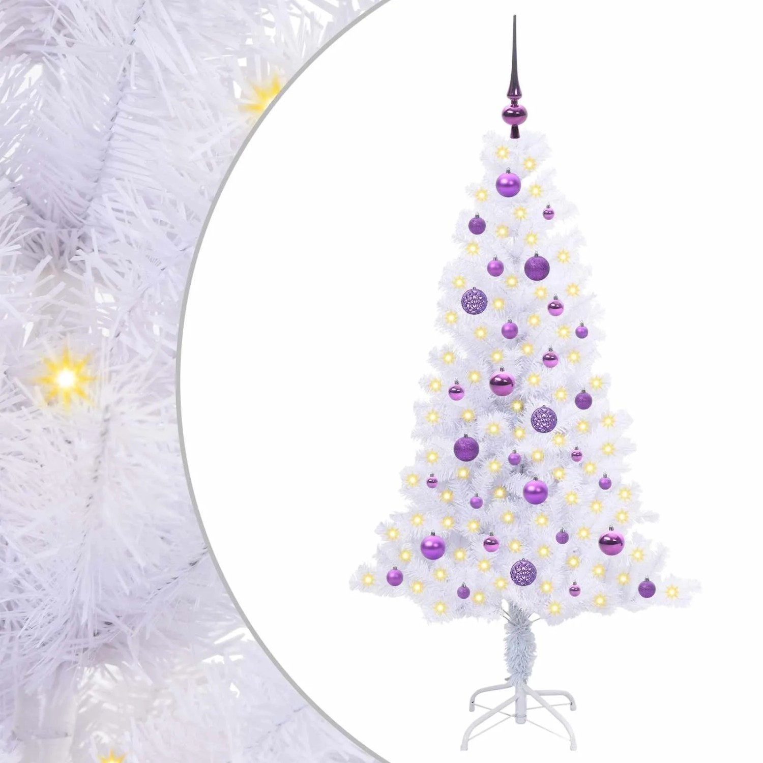 vidaXL Künstlicher Weihnachtsbaum Weiß 150 cm PVC und Stahl 3426654