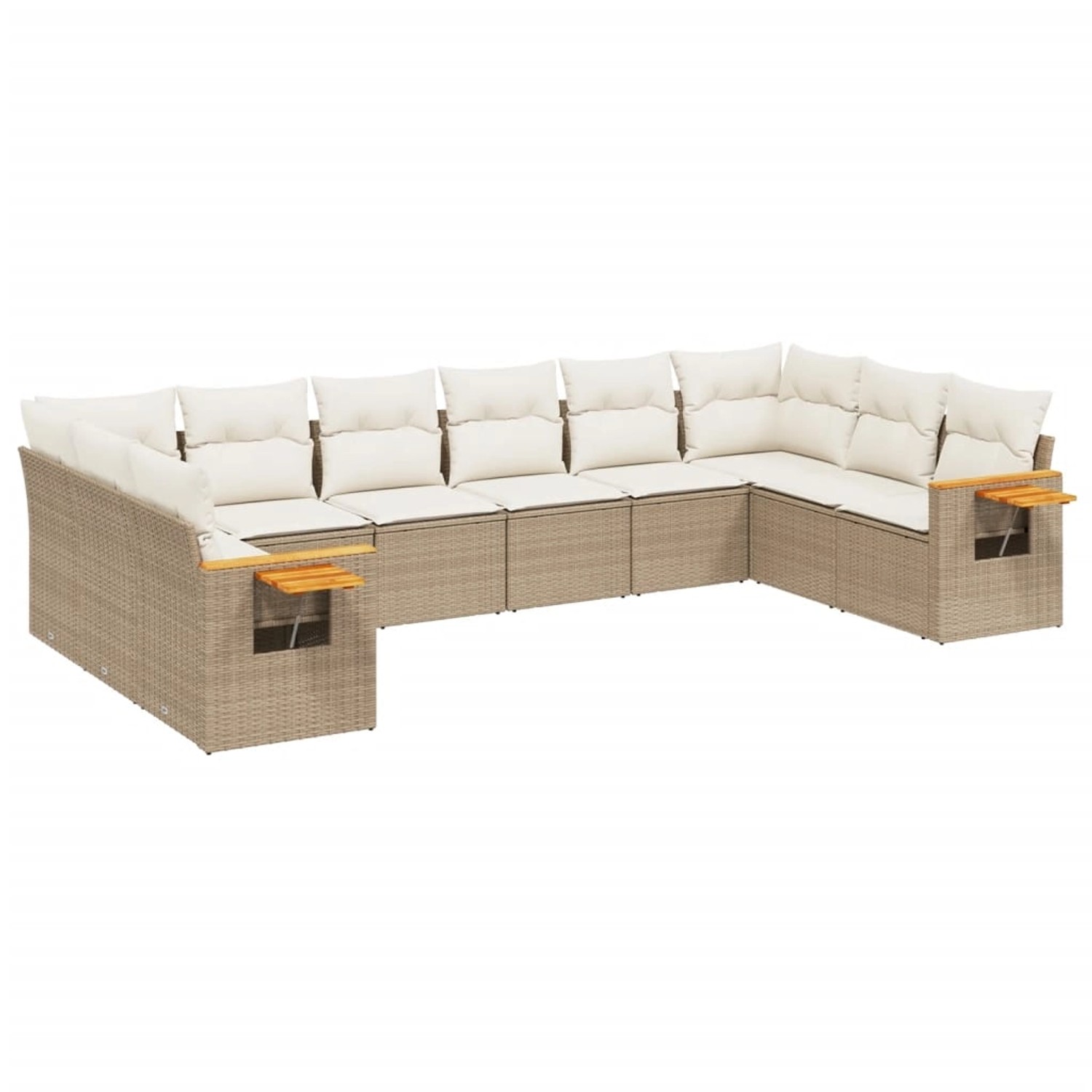 vidaXL 10-Tlg Garten-Sofagarnitur mit Kissen Beige Poly Rattan 3227164 günstig online kaufen