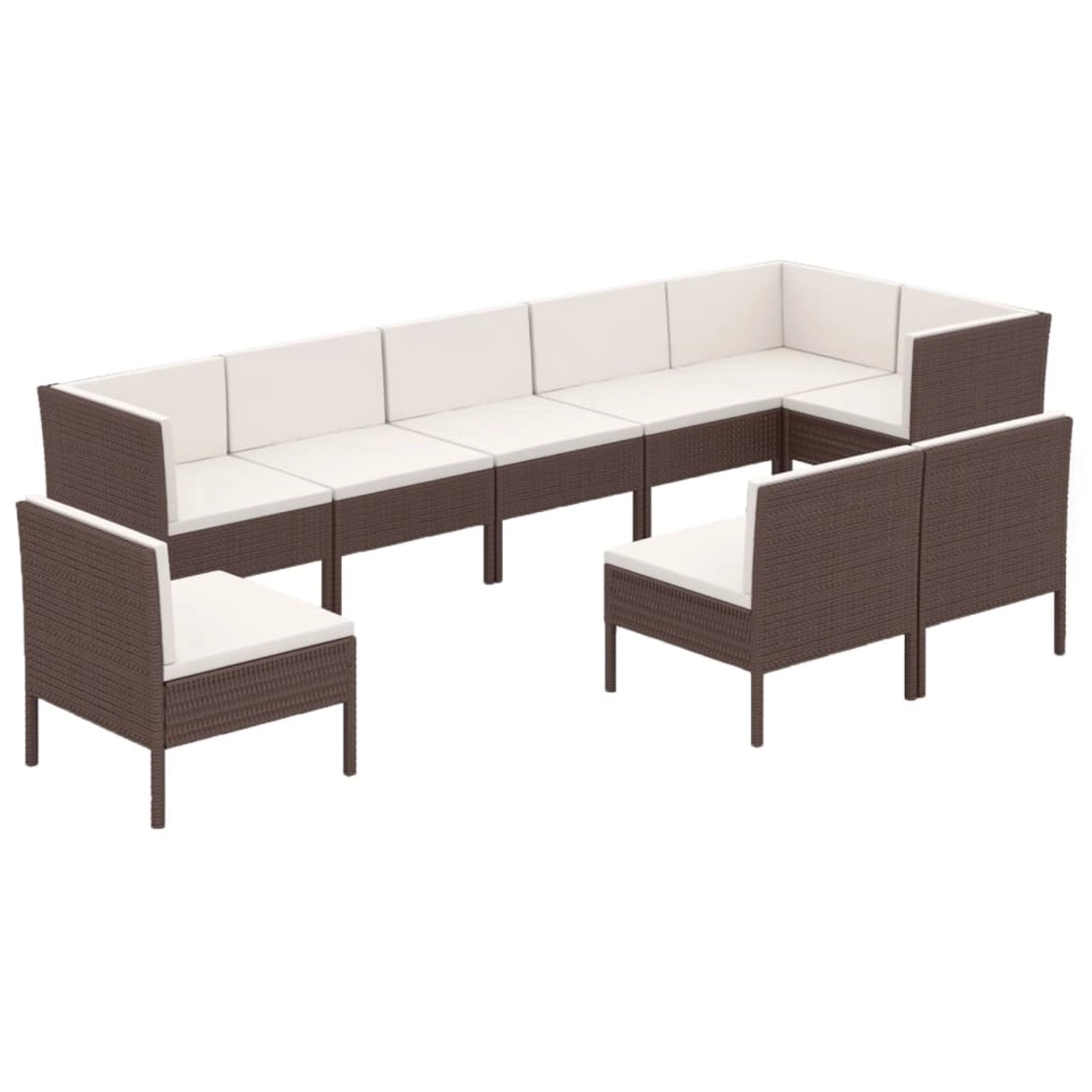 vidaXL 9-tlg Garten-Lounge-Set mit Auflagen Poly Rattan Braun Modell 16