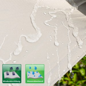 Detailaufnahme: Beige AMANKA Sonnensegel (1x2m) mit wasserabweisender Beschichtung.