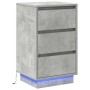 vidaXL Nachttisch in Beton Grau mit 3 Schubladen, blauer LED-Beleuchtung und Holzwerkstoff-Optik.