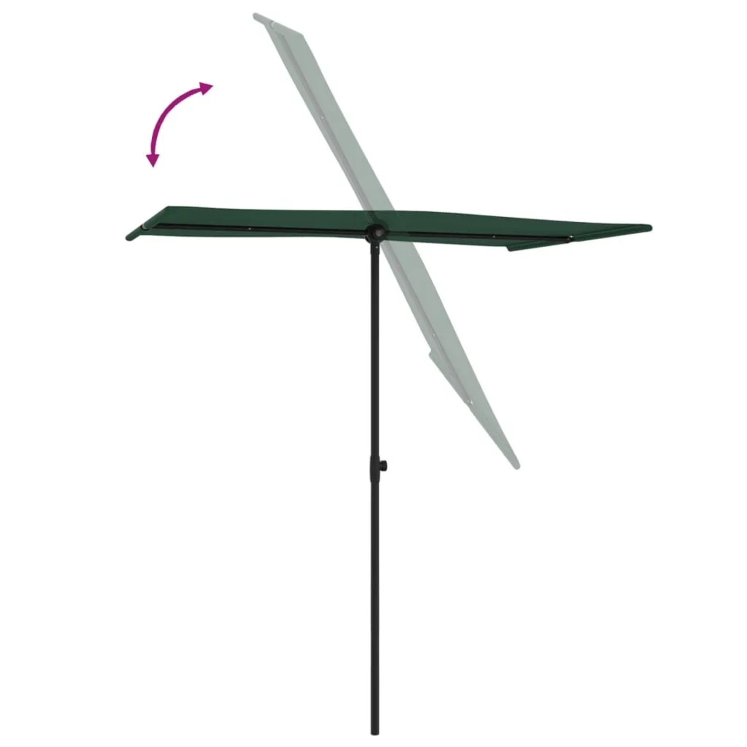 Grüner furnicato Balkonschirm mit Aluminium-Mast, 180x110 cm, drehbar für optimalen Sonnenschutz.