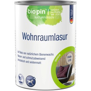 Biopin Wohnraumlasur Transparent 2,5 l für Holz im Innenbereich.