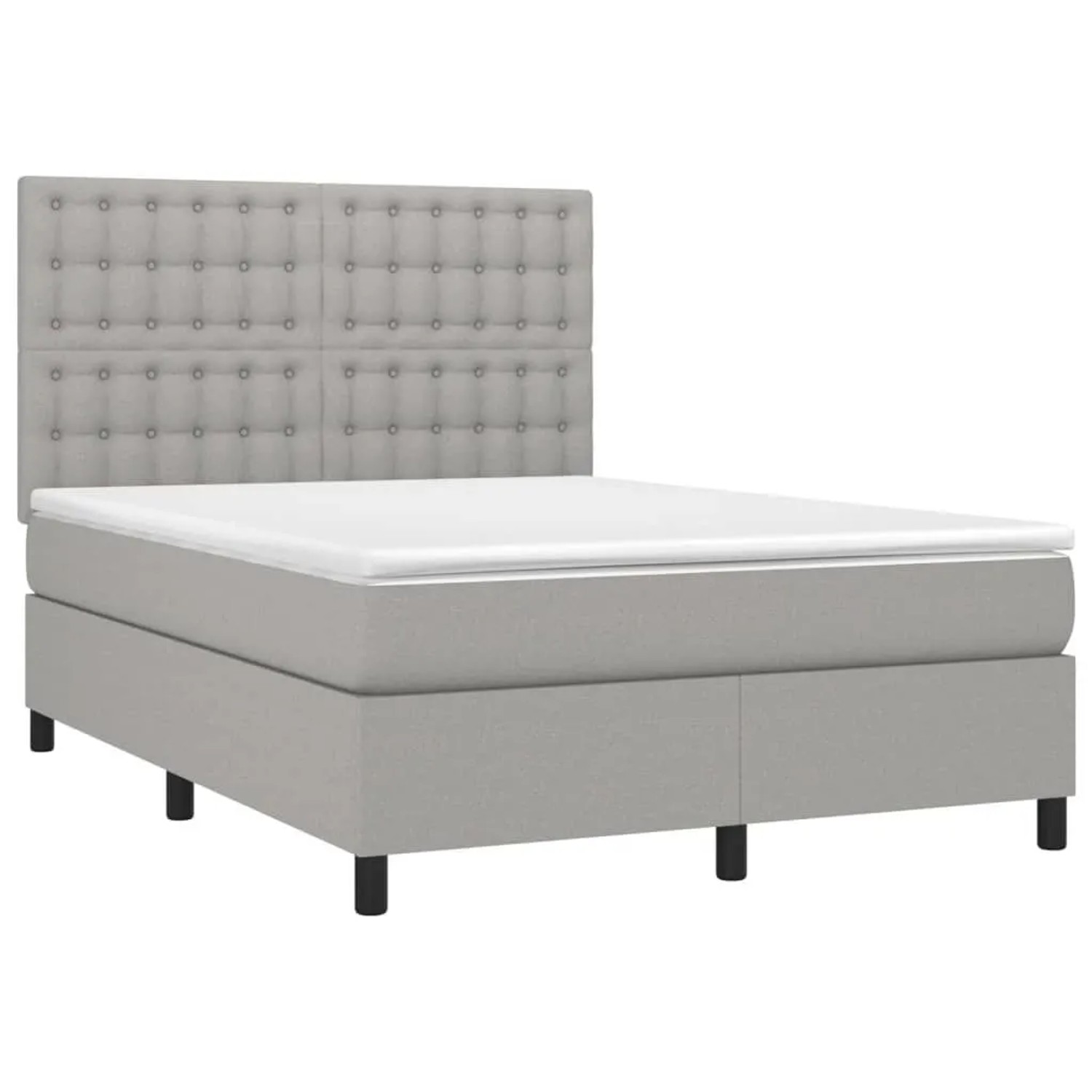 vidaXL Boxspringbett mit Matratze & LED Hellgrau 140x190 cm Stoff 3135189 günstig online kaufen