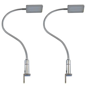 2er Set dimmbare LED Bettleuchten mit flexiblem Schwanenhals, chromfarben. Ideal als Leseleuchten.