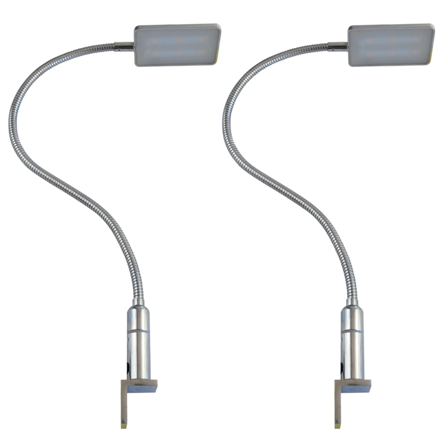 kalb LED Bettleuchte 4W Dimmbar Warmweiß Leseleuchte Flexibler Schwanenhals 2er Set Chrom