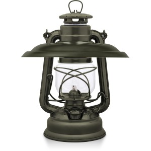 Feuerhand Sturmlaterne Baby Special Oliv mit Reflektorschirm für Blendschutz und Lichtlenkung.