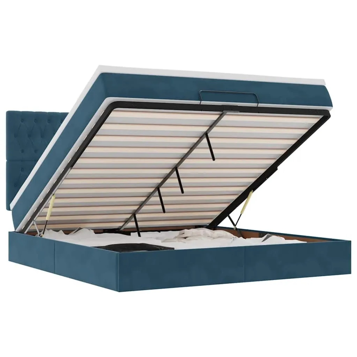 vidaXL Ottoman-Bett mit Matratzen Dunkelblau 180x200 cm Samt 3313563