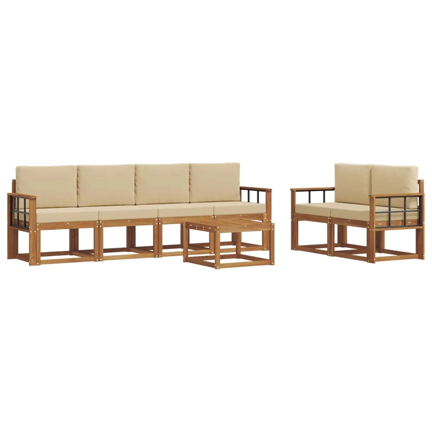 vidaXL Outdoor-Sofagarnitur 7 Stk Natur und Beige Massivholz Akazie 3366056