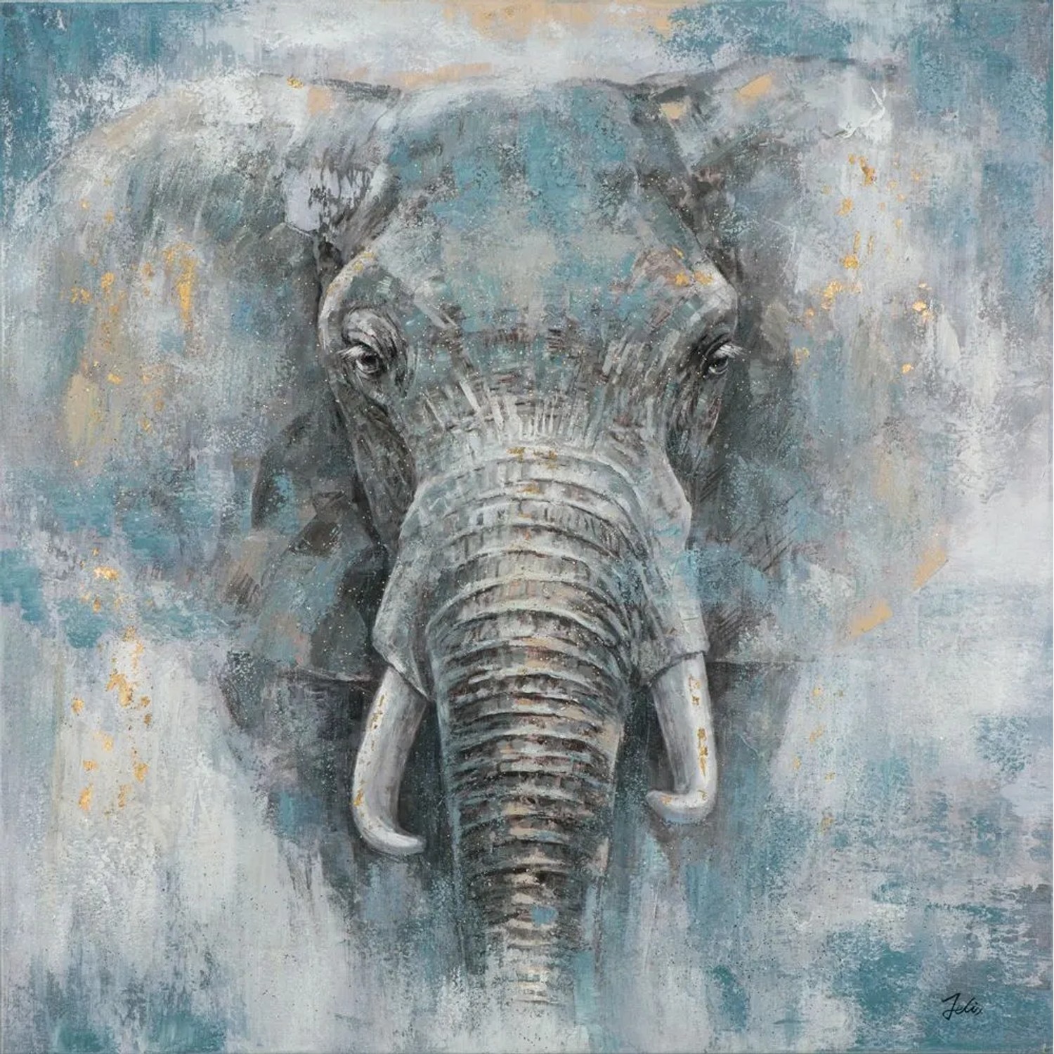 Art Universe Leinwandbild Elefantenkopf 100 x 100 cm