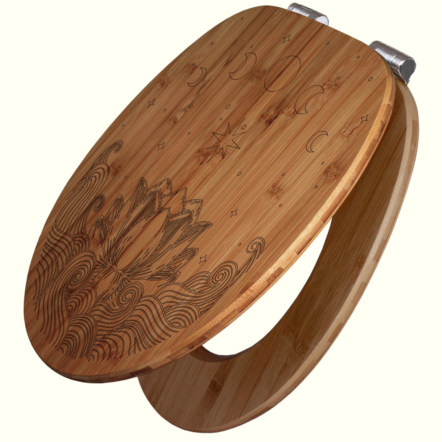 Banjado WC Sitz Bambus Holz Mit Gravur Toilettendeckel Mit Absenkautomatik günstig online kaufen