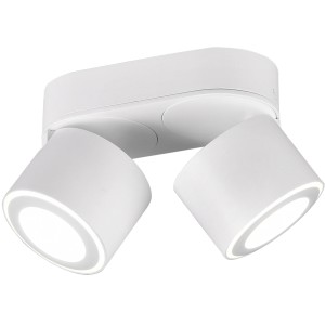 Weißer Trio LED Einbaustrahler/Aufbauspot Taurus mit zwei schwenkbaren Spots.
