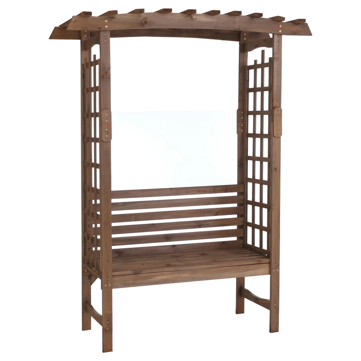 MCW Rosenbogen mit Sitzbank Q21 Rankhilfe 201x160x60cm Dunkelbraun