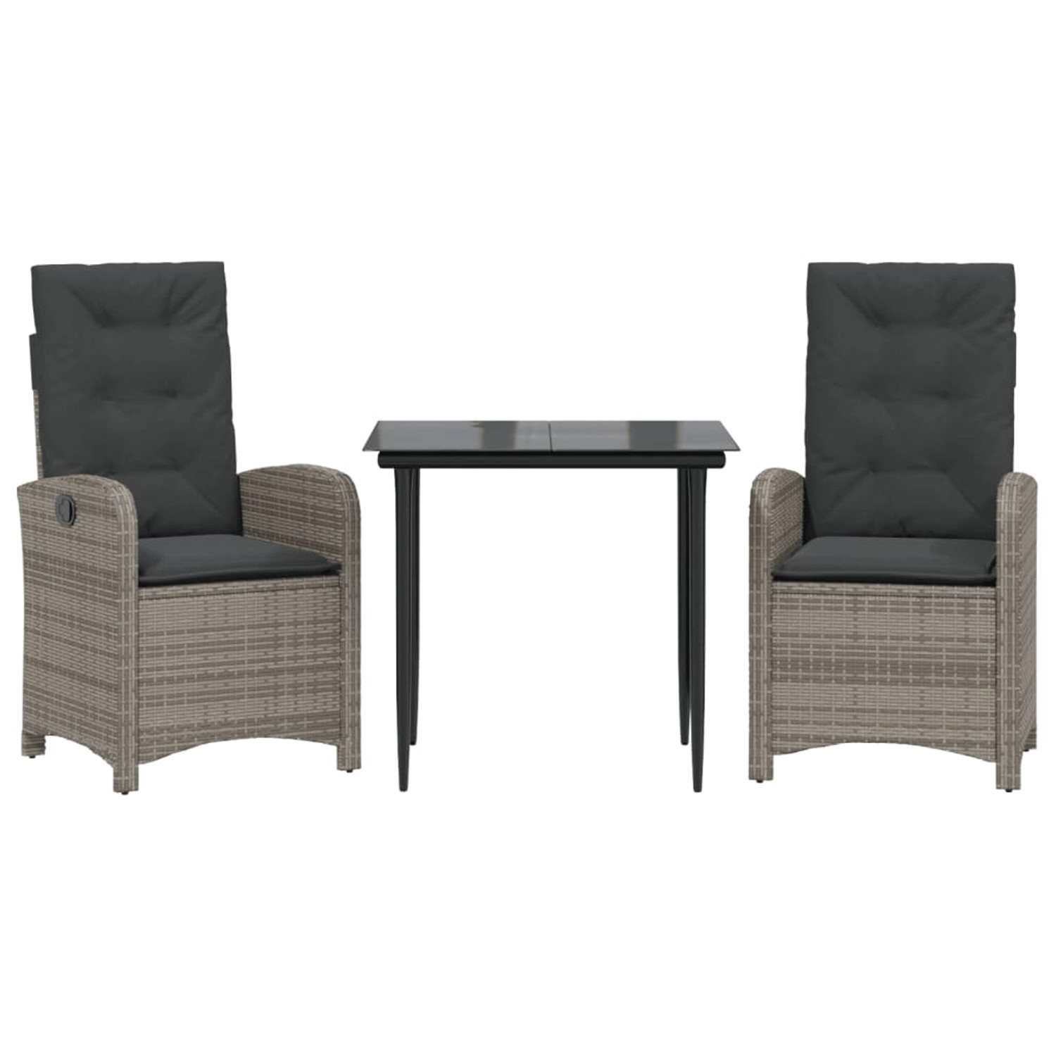 vidaXL 3-Tlg Garten-Essgruppe mit Kissen Grau Poly Rattan 3212350 günstig online kaufen