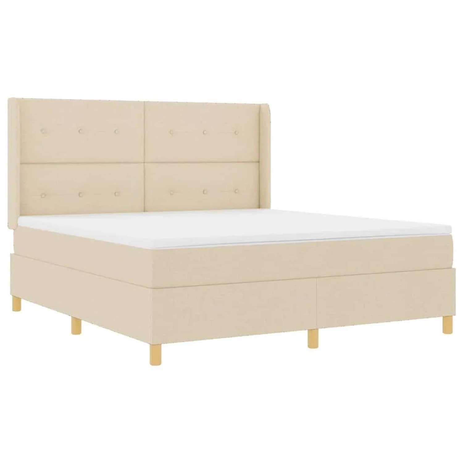 vidaXL Boxspringbett mit Matratze Creme 140 x 200 cm Stoff 3343712