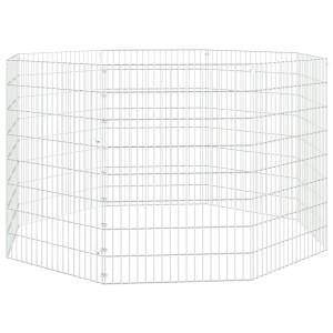 vidaXL Kaninchenkäfig, 8 Paneele aus verzinktem Eisen, Freilaufgehege für Kleintiere.