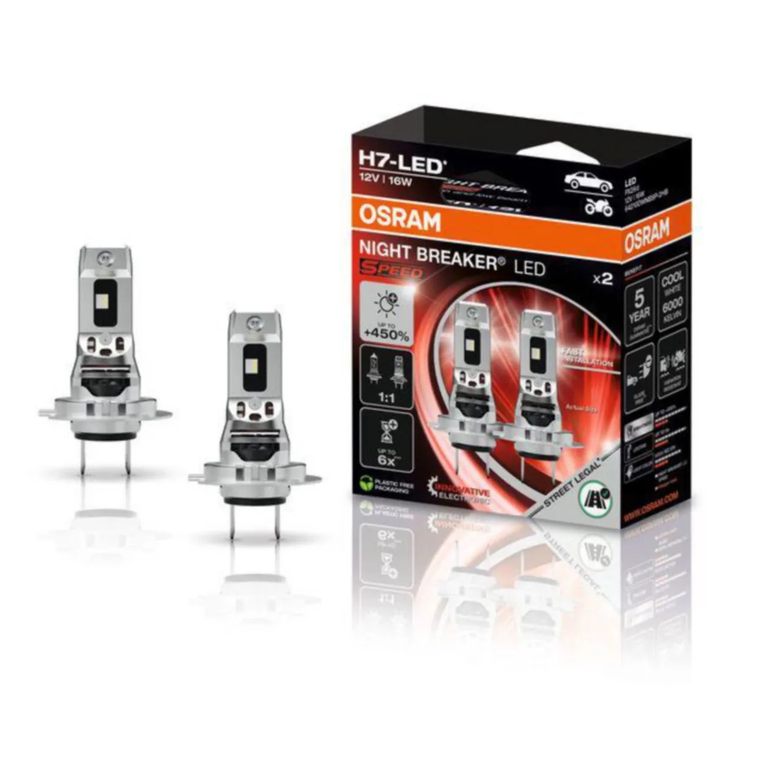 Osram LED-Scheinwerferlampe Night Breaker Speed H7 2 Stk.