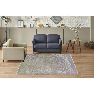 MeGusta Kurzflor Teppich Ainhoa, 80x150 cm, Grün im Vintage Look.