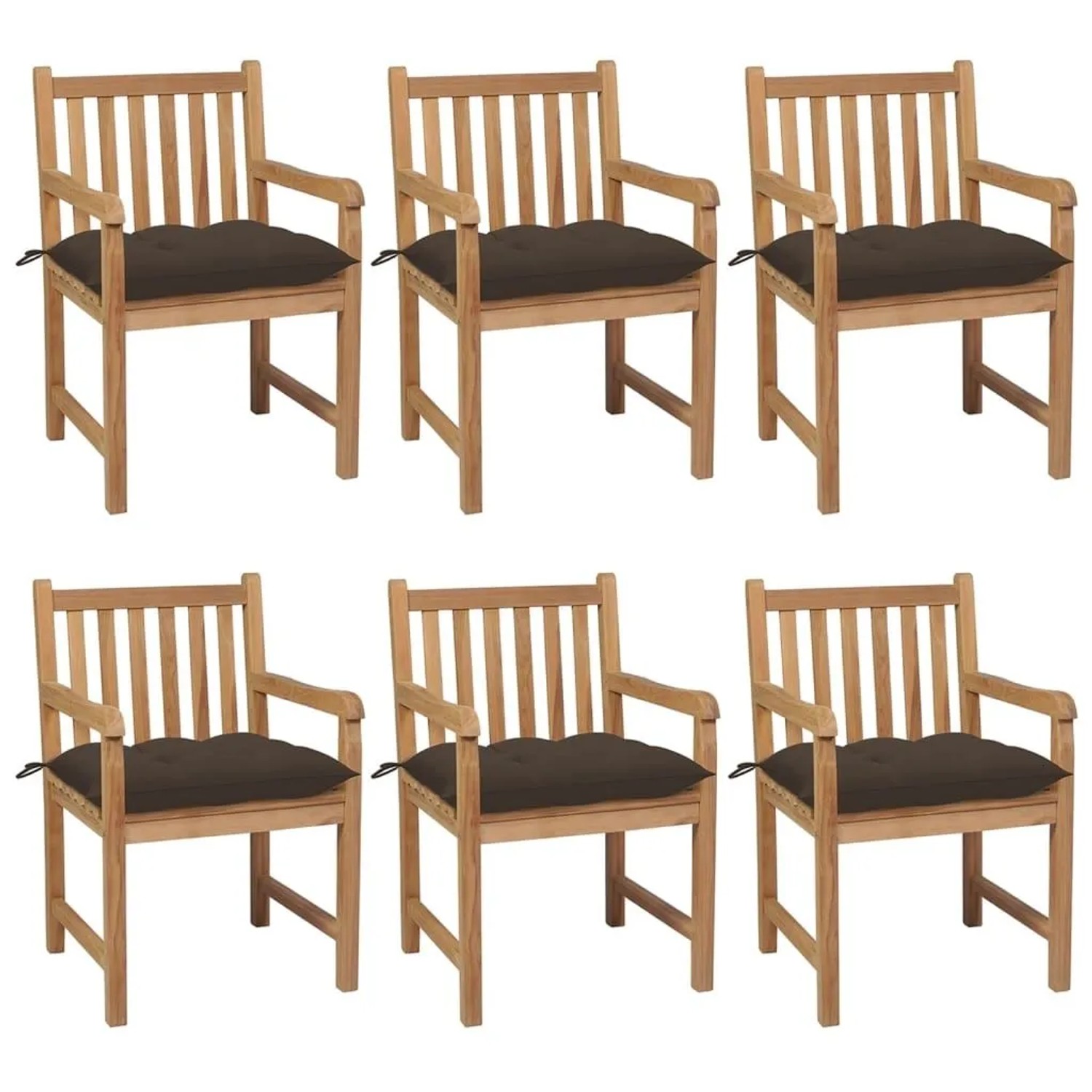 vidaXL Gartenstühle 6 Stk mit Taupe Kissen Massivholz Teak 3073054