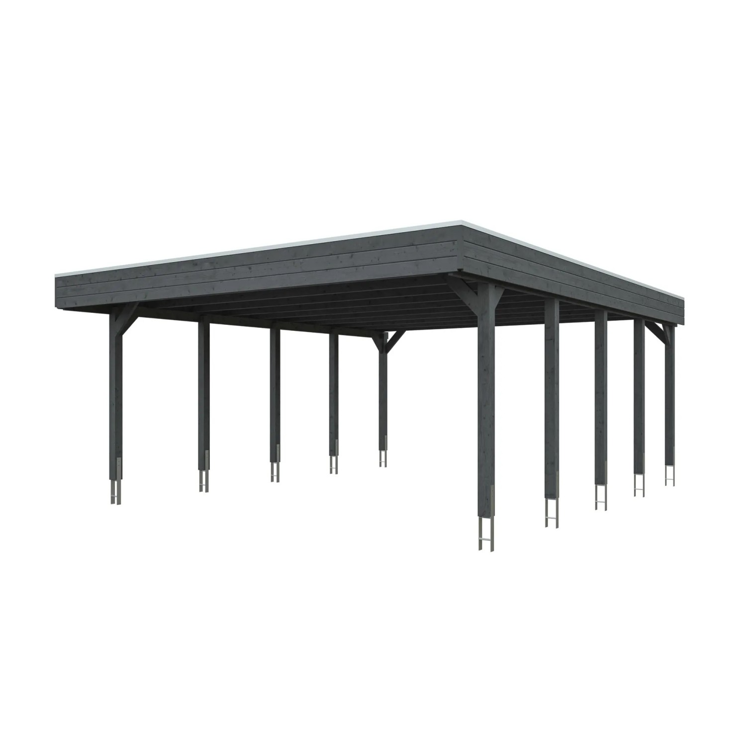 Skan Holz Carport Friesland mit EPDM-Dach 546 cm x 708 cm Schiefergrau