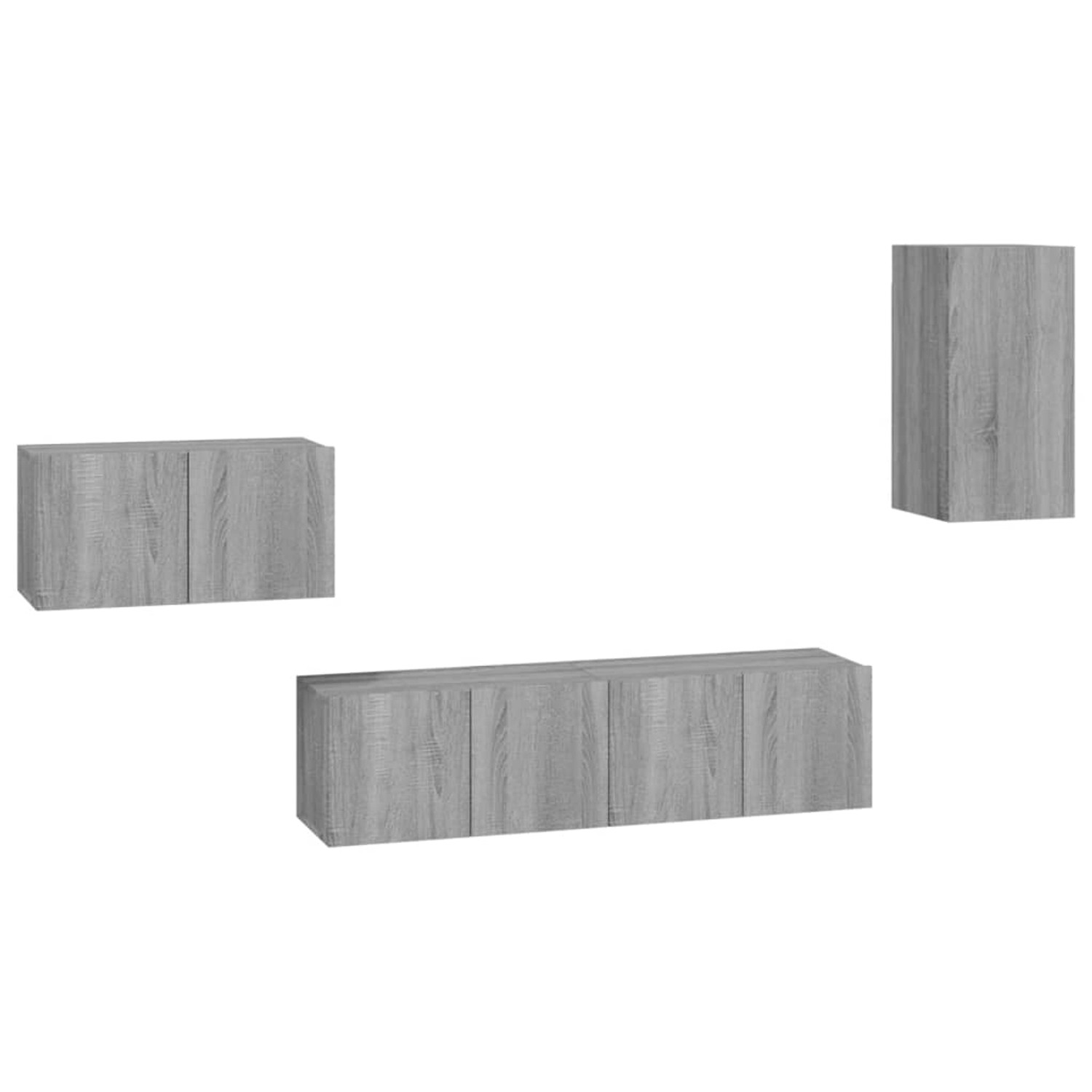 vidaXL 4-Tlg TV-Schrank-Set Grau Sonoma Holzwerkstoff 3120261