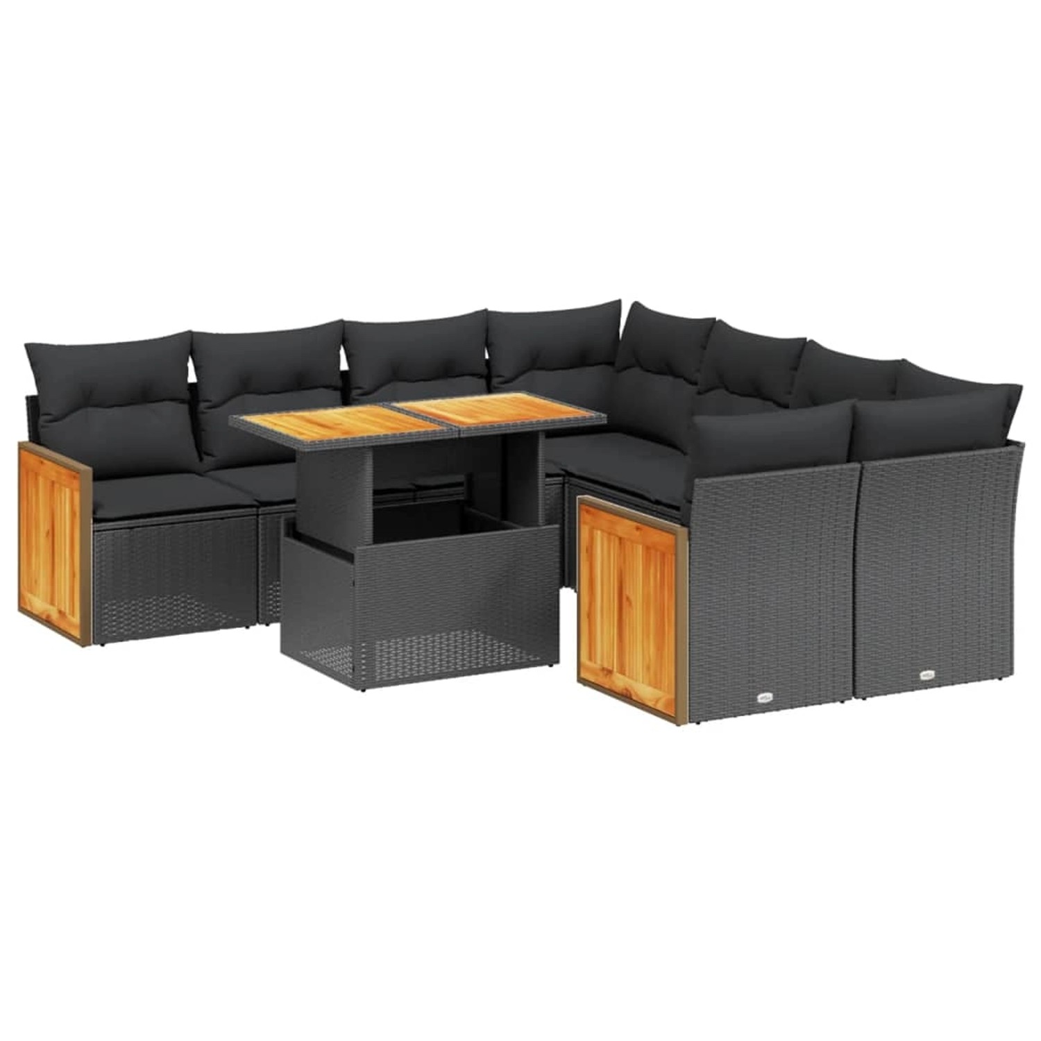 vidaXL 9-Tlg Garten-Sofagarnitur mit Kissen Schwarz Poly Rattan 3273883 günstig online kaufen