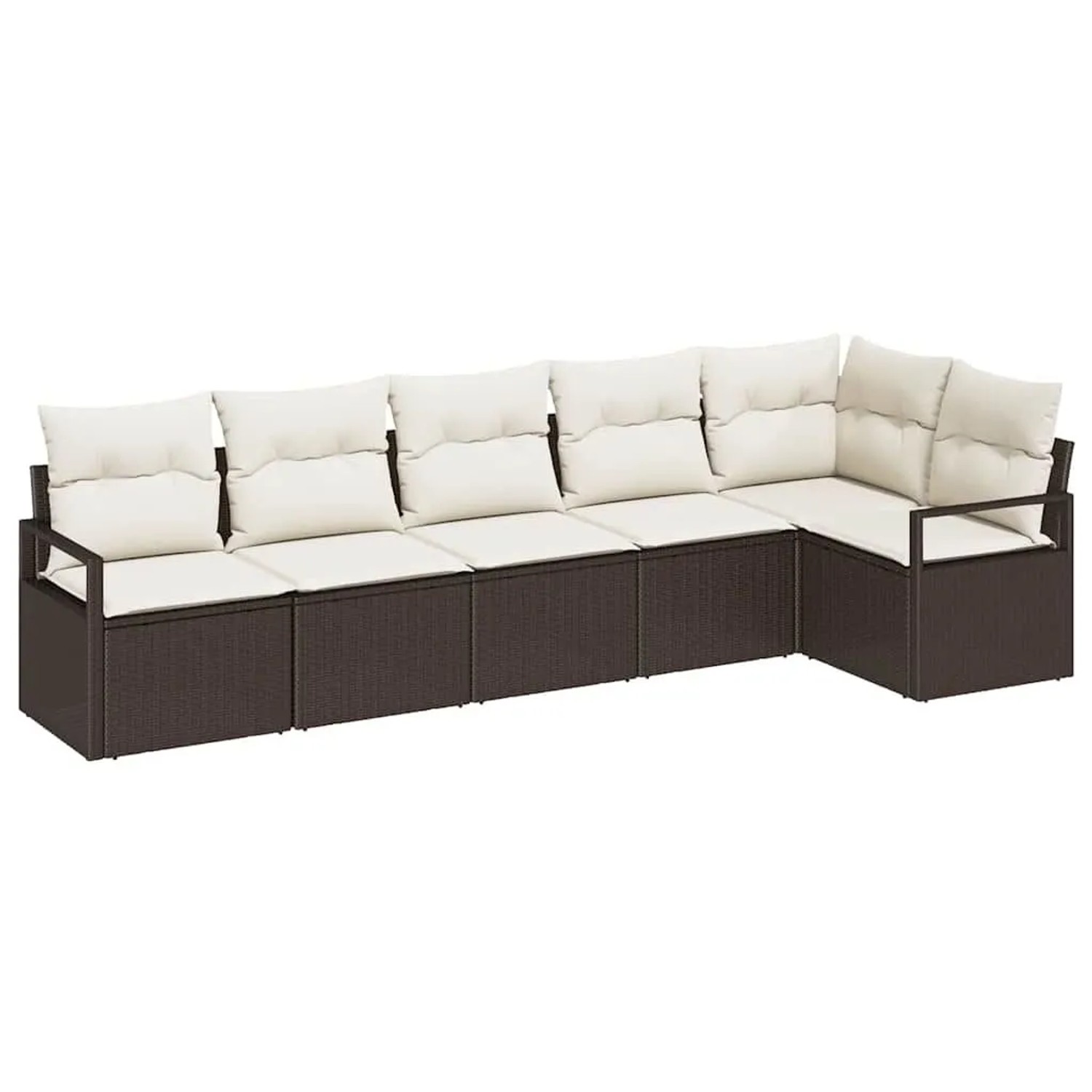 vidaXL Gartensofa-Set mit Kissen 6 Stk Braun und Weiß Poly-Rattan 3355067 günstig online kaufen
