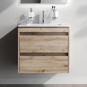 AM.PM Waschtischunterschrank Spike mit Becken, Eiche, 60cm, 2 Schubladen.
