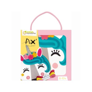Pix Gallery Tambourin Einhorn Kreativset zum Sticken & Nähen für Kinder. Komplettset mit Garn, Nadel, Filz und Holzrahmen.