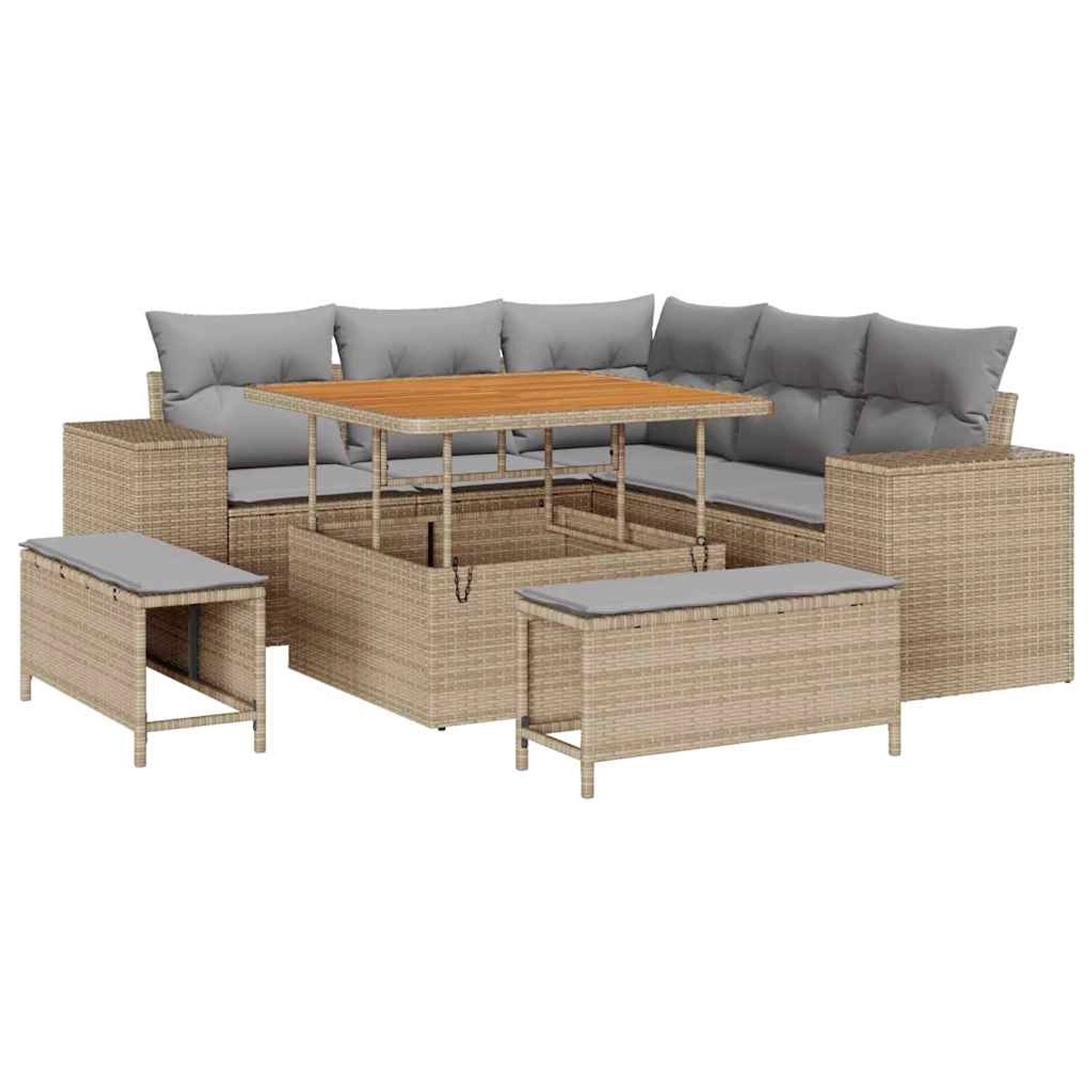 vidaXL Garten-Sofa-Set 8-Tlg Beige Poly Rattan 3361997 günstig online kaufen