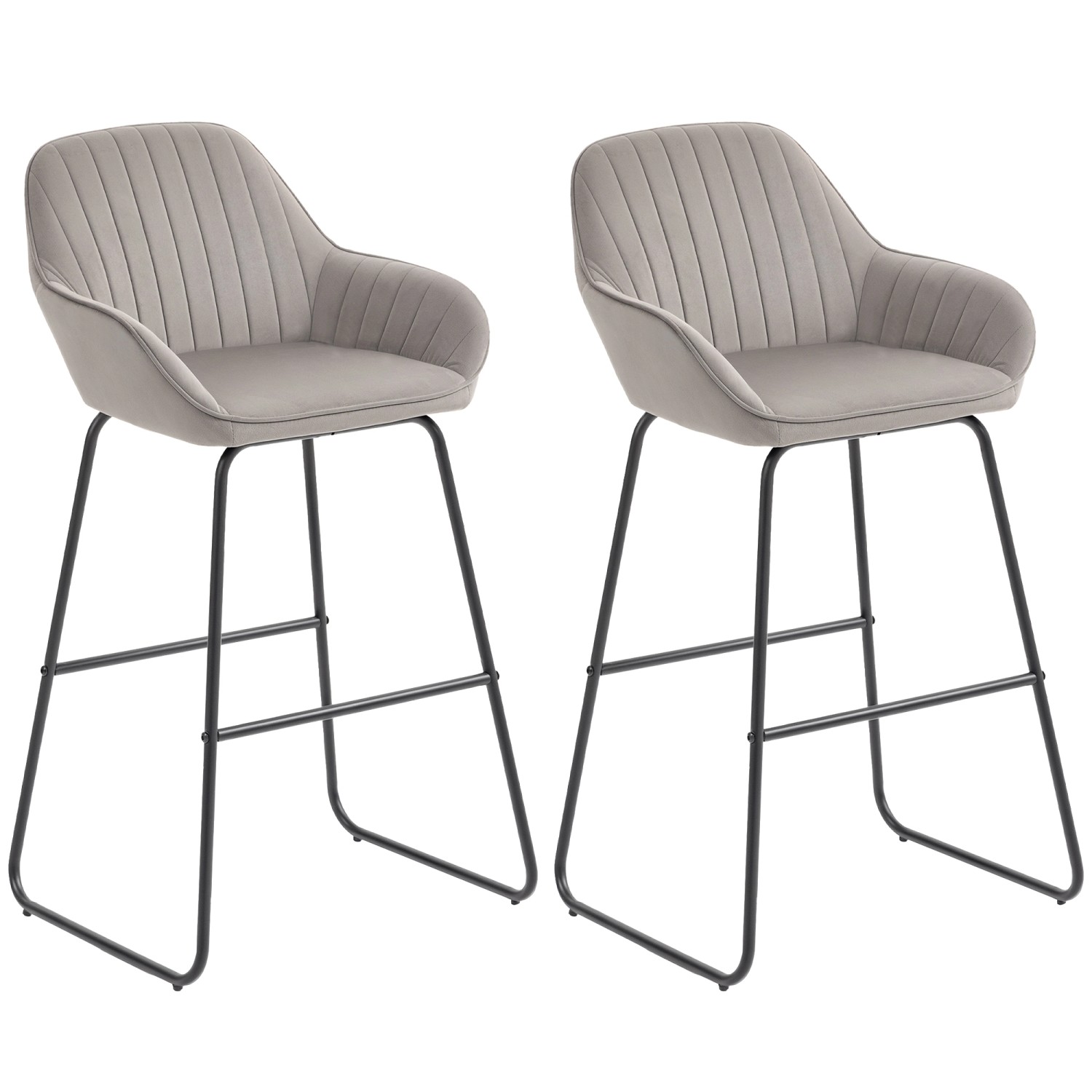HOMCOM Barhocker 2er Set Gepolstert Barstuhl für Küche Wohnzimmer Grau