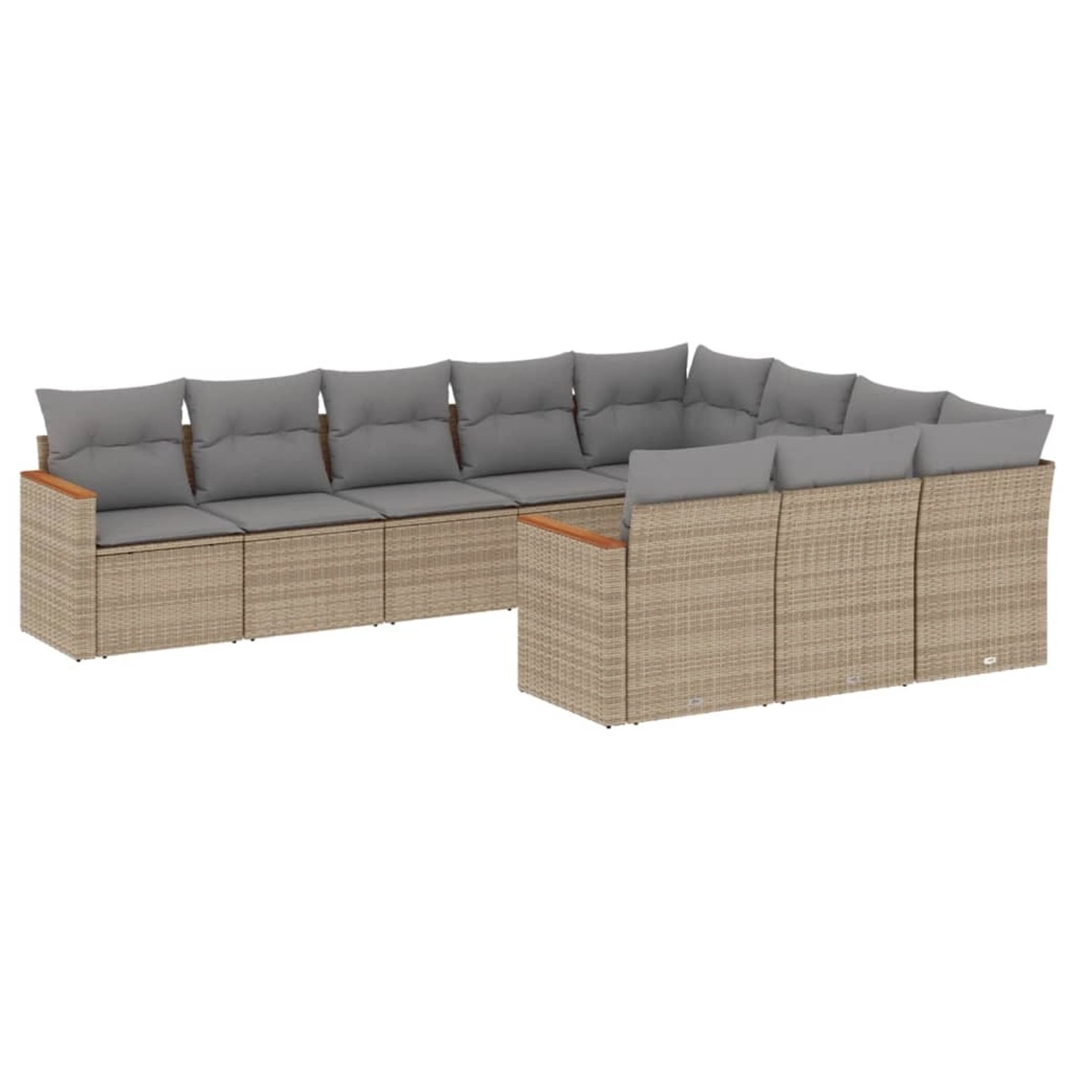 vidaXL 10-Tlg Garten-Sofagarnitur mit Kissen Beige Poly Rattan 3258741