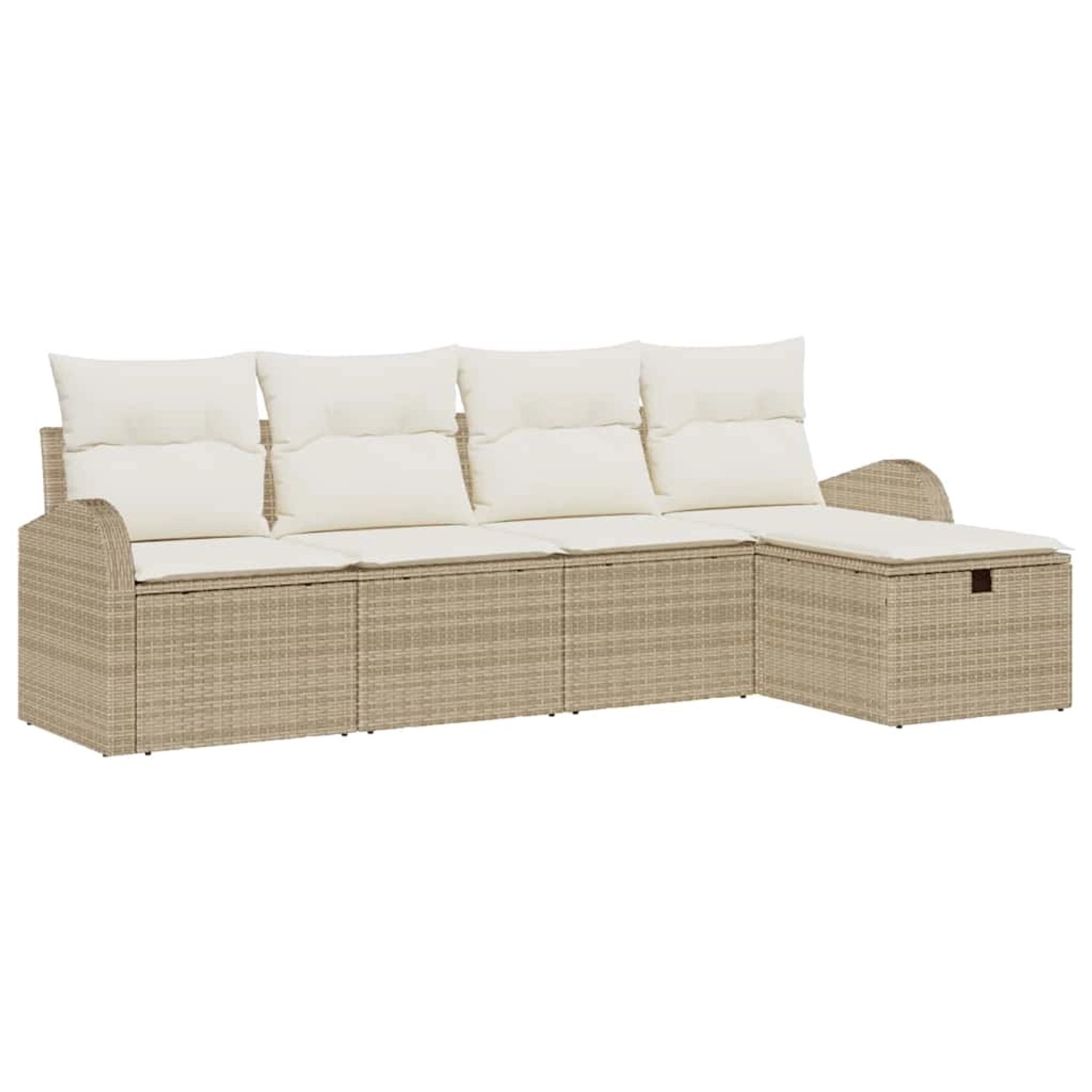 vidaXL Garten-Sofa-Set mit Kissen mit Speicher 5-Tlg Beige Poly Rattan 3360 günstig online kaufen