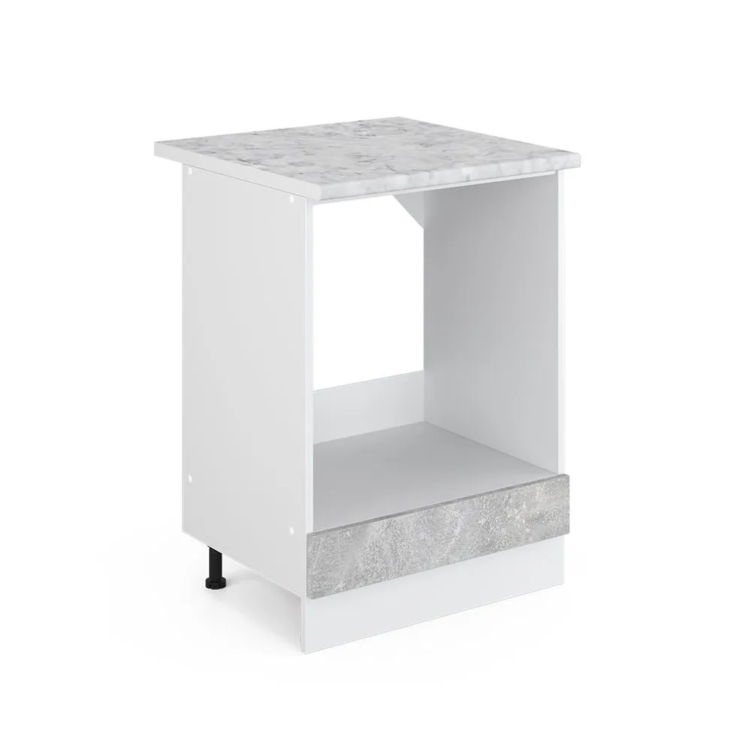 Vicco Herdumbauschrank R-Line Herdschrank Beton Weiß 60 cm AP Marmor