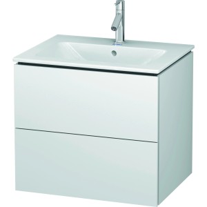 Duravit Waschbeckenunterschrank L-Cube, weiß matt, 62 cm breit, mit zwei Schubladen.