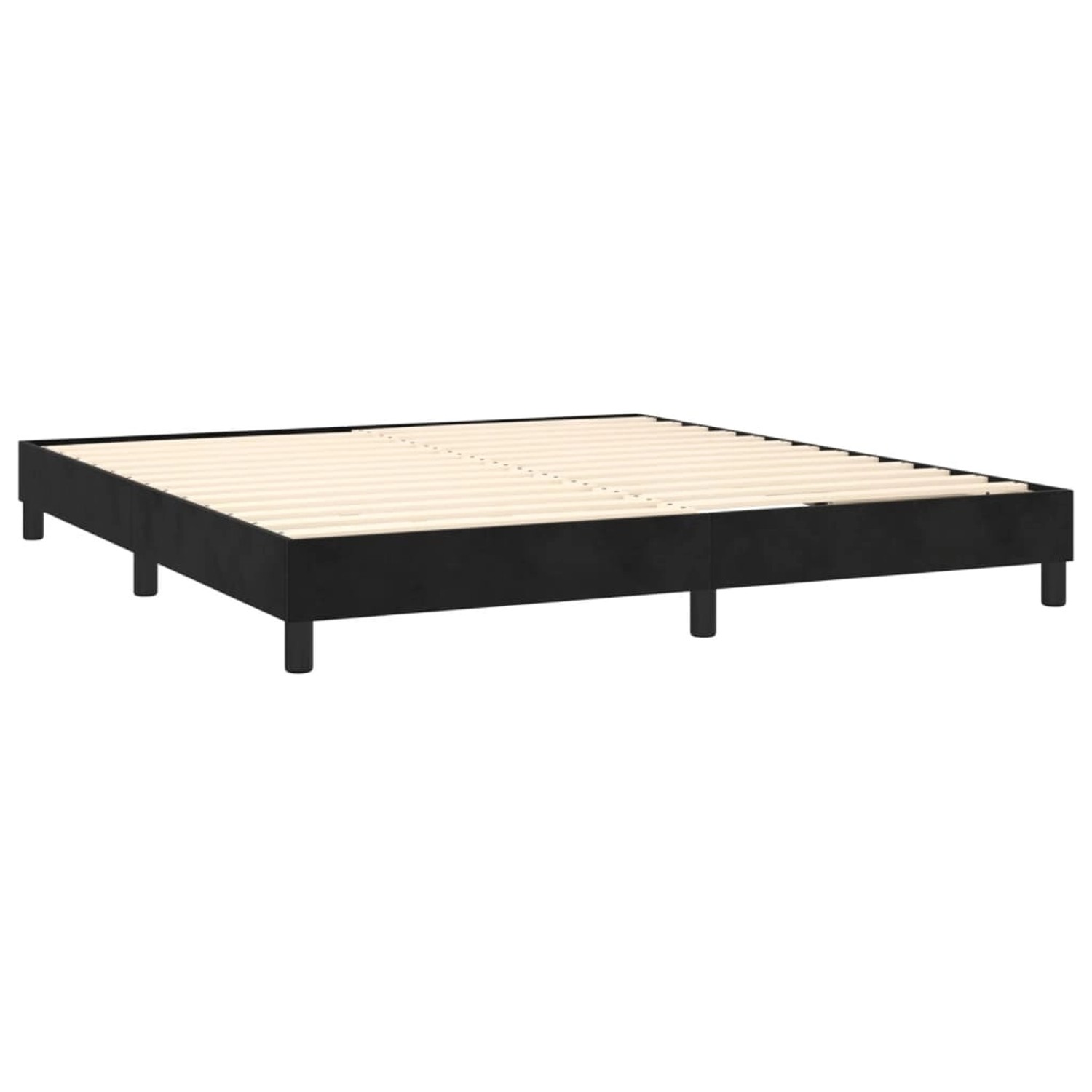 Schwarzes vidaXL Boxspringbett 160x200 cm mit Lattenrost. Bettrahmen aus Samt.