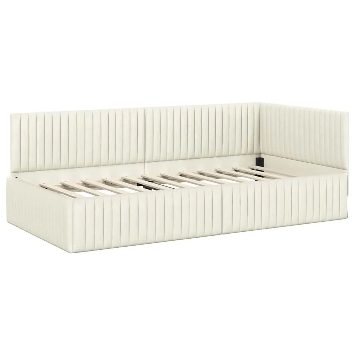 vidaXL Eckbettgestell mit Kopfteil Creme 100 x 200 cm Stoff 42016283 günstig online kaufen