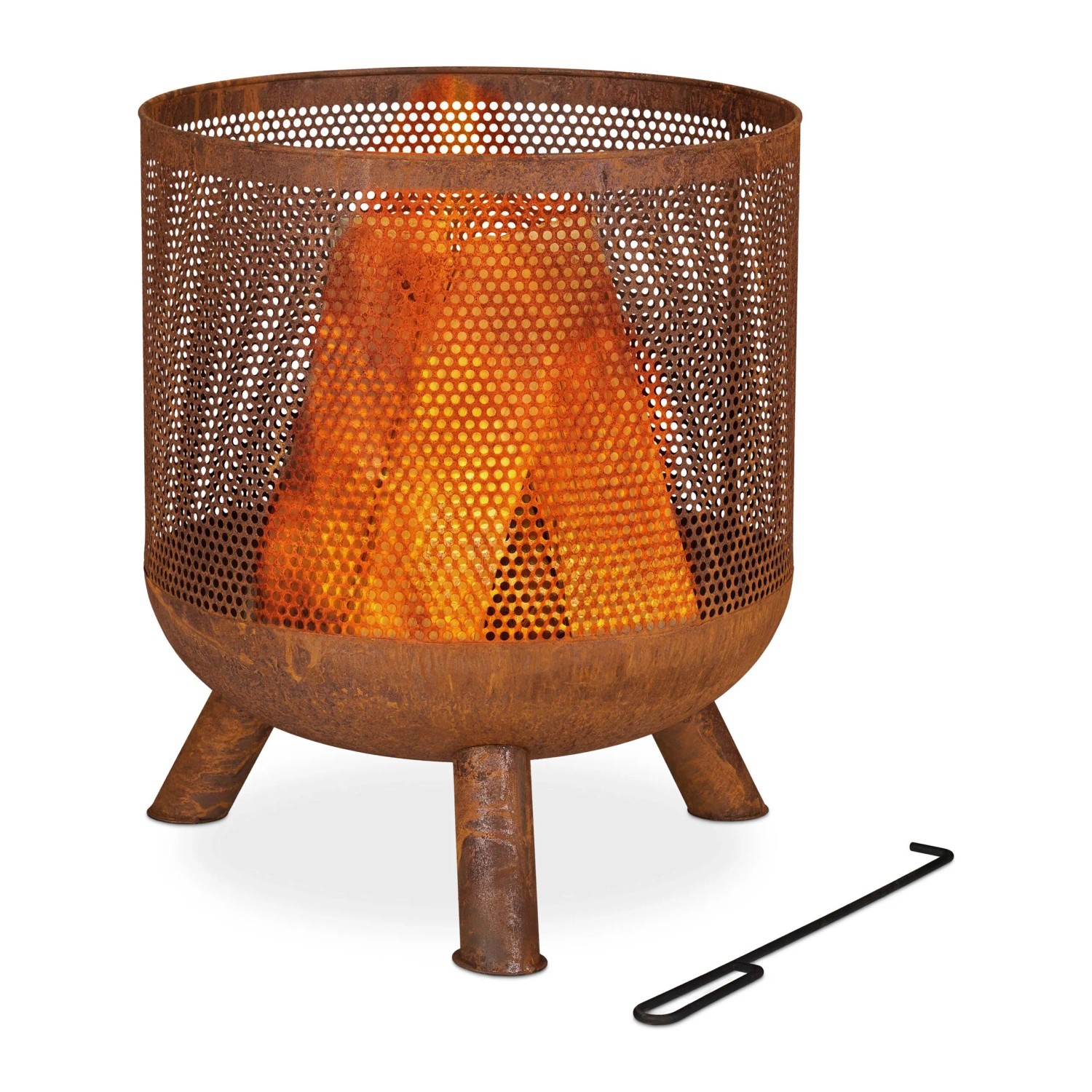 Relaxdays Feuerkorb Stahl Braun Mit Funkenschutz 53 cm x 44 cm 3,7 kg
