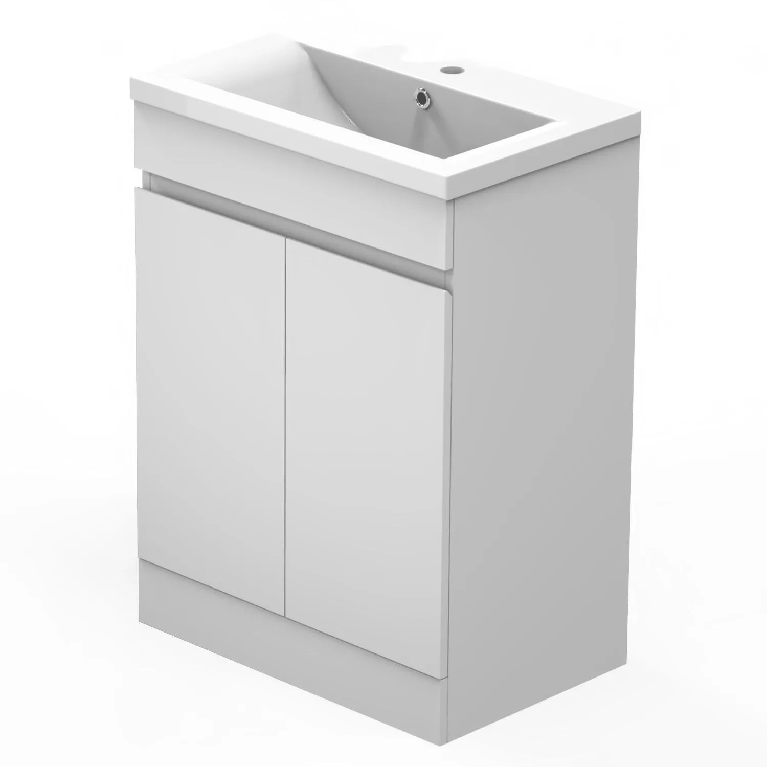AICA Badmöbel LORENZA 60 cm Keramik Waschtisch mit Unterschrank Matt Weiß Grifflos Softclose Türen 2 tlg.
