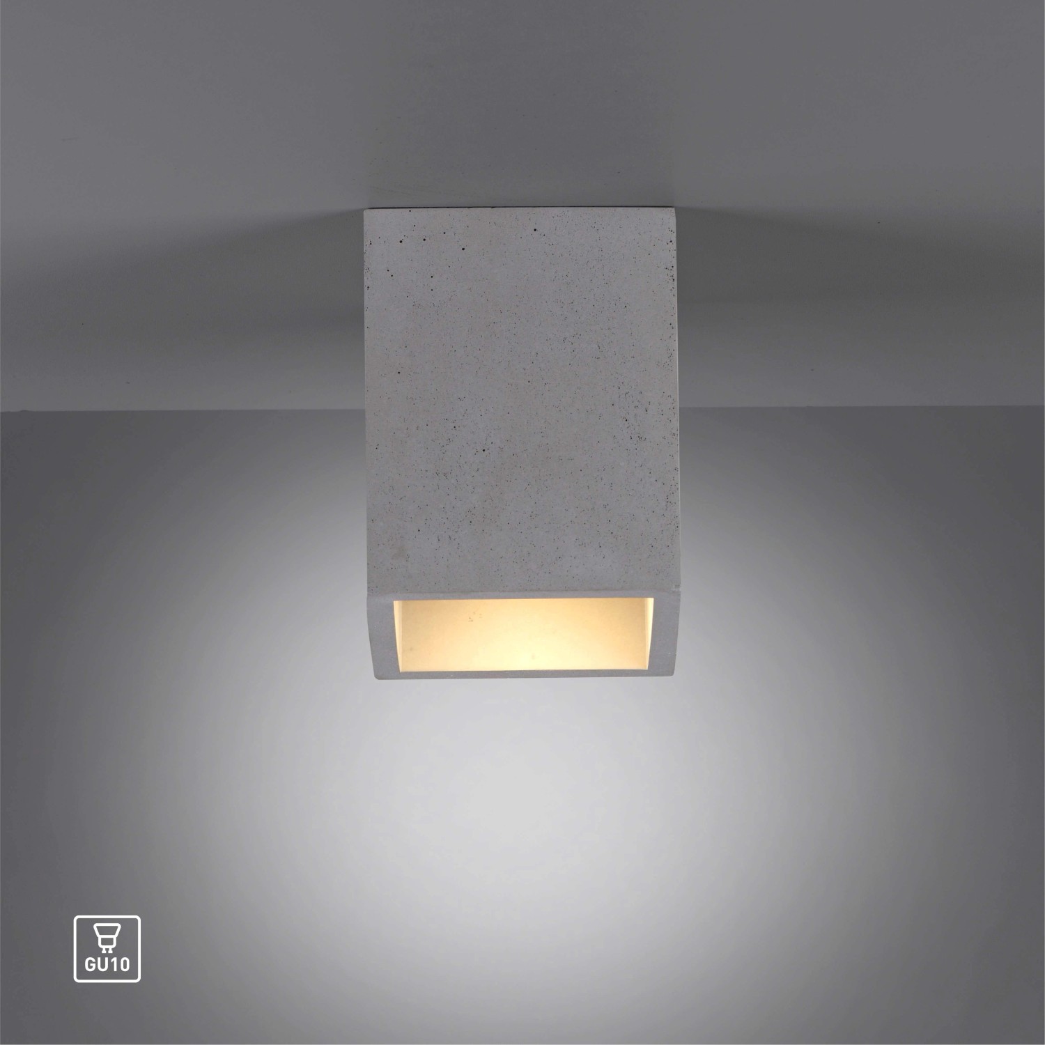 Eckige Paul Neuhaus Deckenleuchte Eton in Betonoptik, 11x14cm, für Industrial Design.