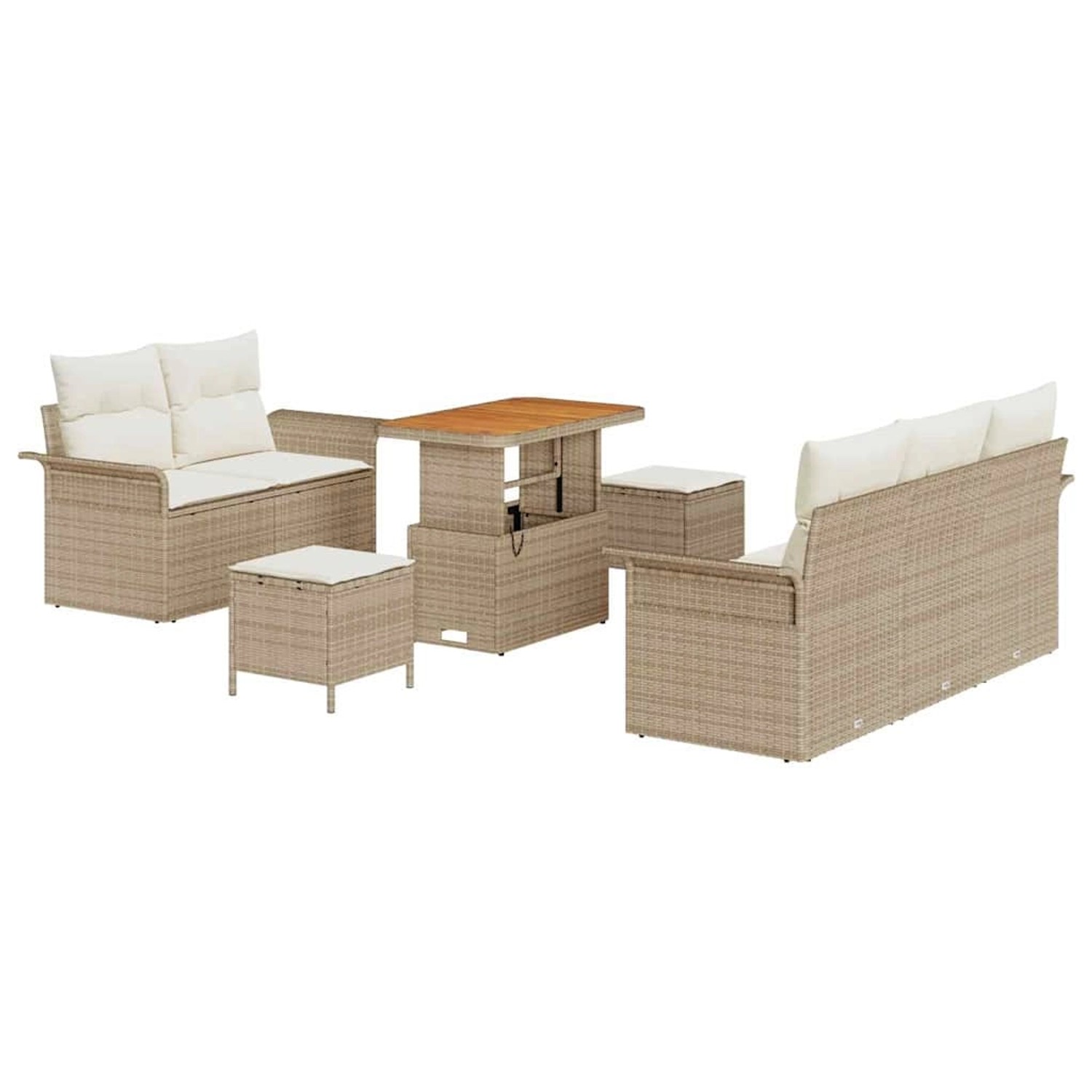 vidaXL Garten-Sofa-Set Höhenverstellbar 8-Tlg Beige Poly Rattan 3362081 günstig online kaufen