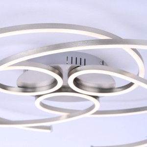 Moderne LED-Deckenleuchte Danilo in Stahl-Optik, 70x63 cm, dimmbar.