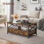 Vasagle Couchtisch braun-schwarz (100x55x45cm) mit Stauraum und Schubladen.