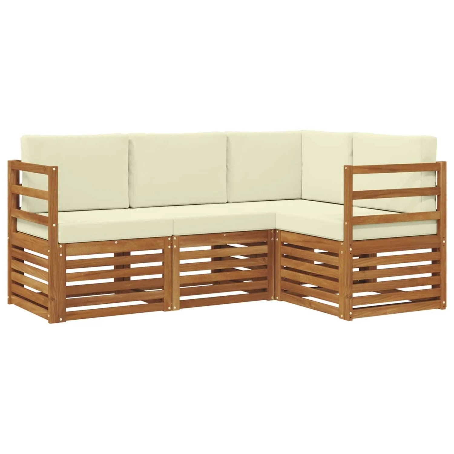vidaXL Sofagarnituren 4 Tlg Natur und Creme Massivholz Akazie 3374710