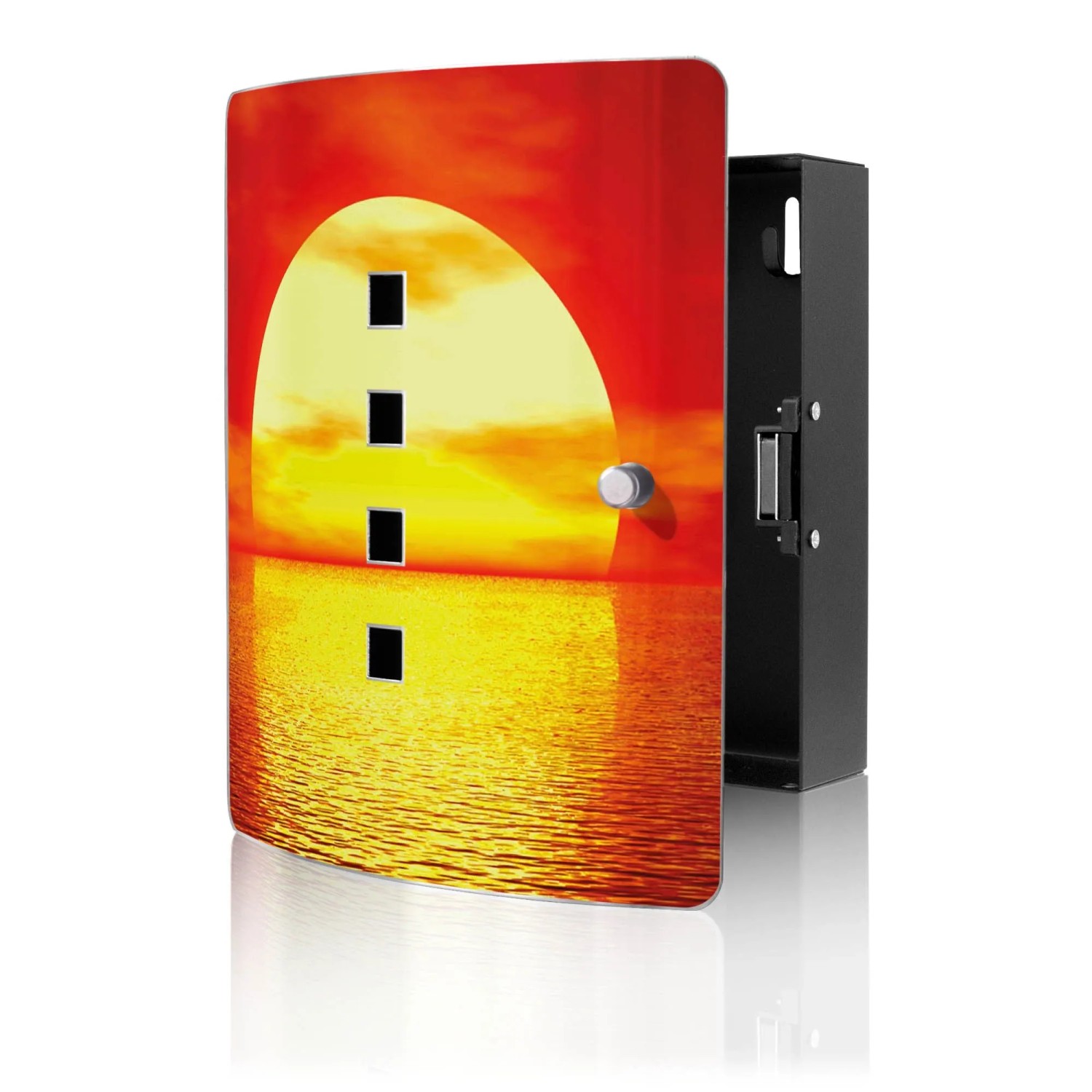 Banjado Design Schlüsselkasten Aus Edelstahl Für 10 Schlüssel 24x21,5x7cm Mit Magnetverschluss Motiv Sonnenuntergang