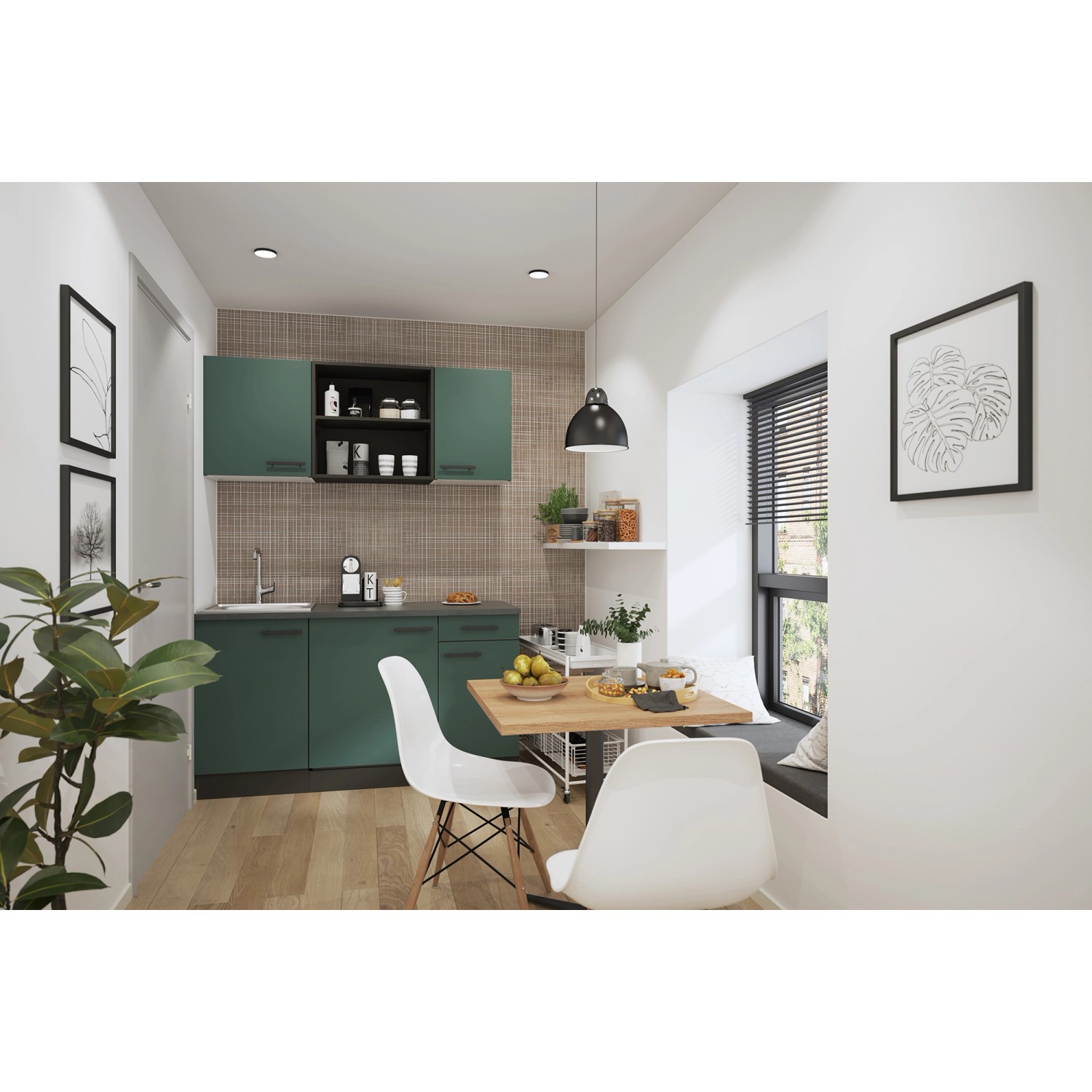 OPTIFIT Verona405 Miniküche 150 cm Steingrün günstig online kaufen