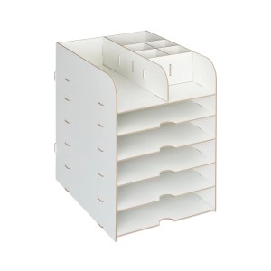Relaxdays Schreibtisch Organizer MDF Weiß 12 Fächer 34,5 cm x 25 cm x 32 cm 2 kg