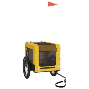 vidaXL Fahrradanhänger Hunde Gelb und Schwarz Oxford-Gewebe & Eisen 93924
