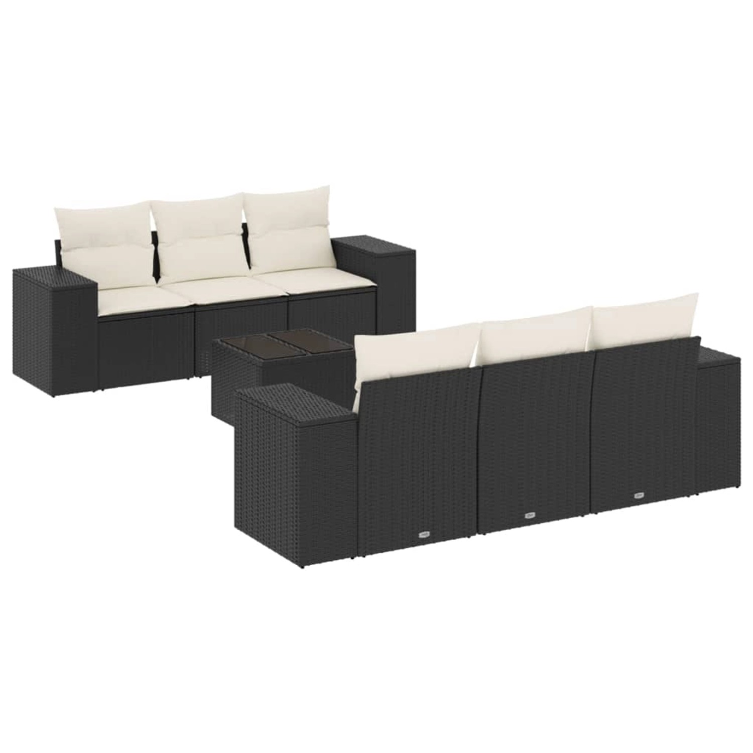vidaXL 7-Tlg Garten-Sofagarnitur mit Kissen Schwarz Poly Rattan 3254643 günstig online kaufen